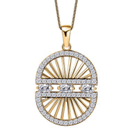 Moissanite Sun Starburst Statement Evil Eye Protector Medallion Pendant Necklace 20 Inches in Vermeil Yellow Gold Over Sterling Silver 1.70 ctw