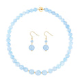Espirito Santo Aquamarine Beaded Graduation Necklace 20 Inches and Drop Earrings in 14K YG Over Sterling Silver 452.25 ctw - Sticky add to cart bar