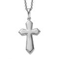 Platinum Over Sterling Silver Cross Pendant with Stainless Steel Necklace 20 Inches - Sticky add to cart bar