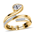 LUXORO 10K Yellow Gold Set of 2 Moissanite Stackable Snake Ring (Size 7.0) 3.60 Grams 0.90 ctw - Sticky add to cart bar