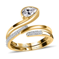 LUXORO 10K Yellow Gold Set of 2 Moissanite Stackable Snake Ring (Size 7.0) 3.60 Grams 0.90 ctw