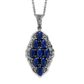 Lapis Lazuli Elongated Pendant Necklace 20 Inches in Stainless Steel 6.15 ctw - Sticky add to cart bar