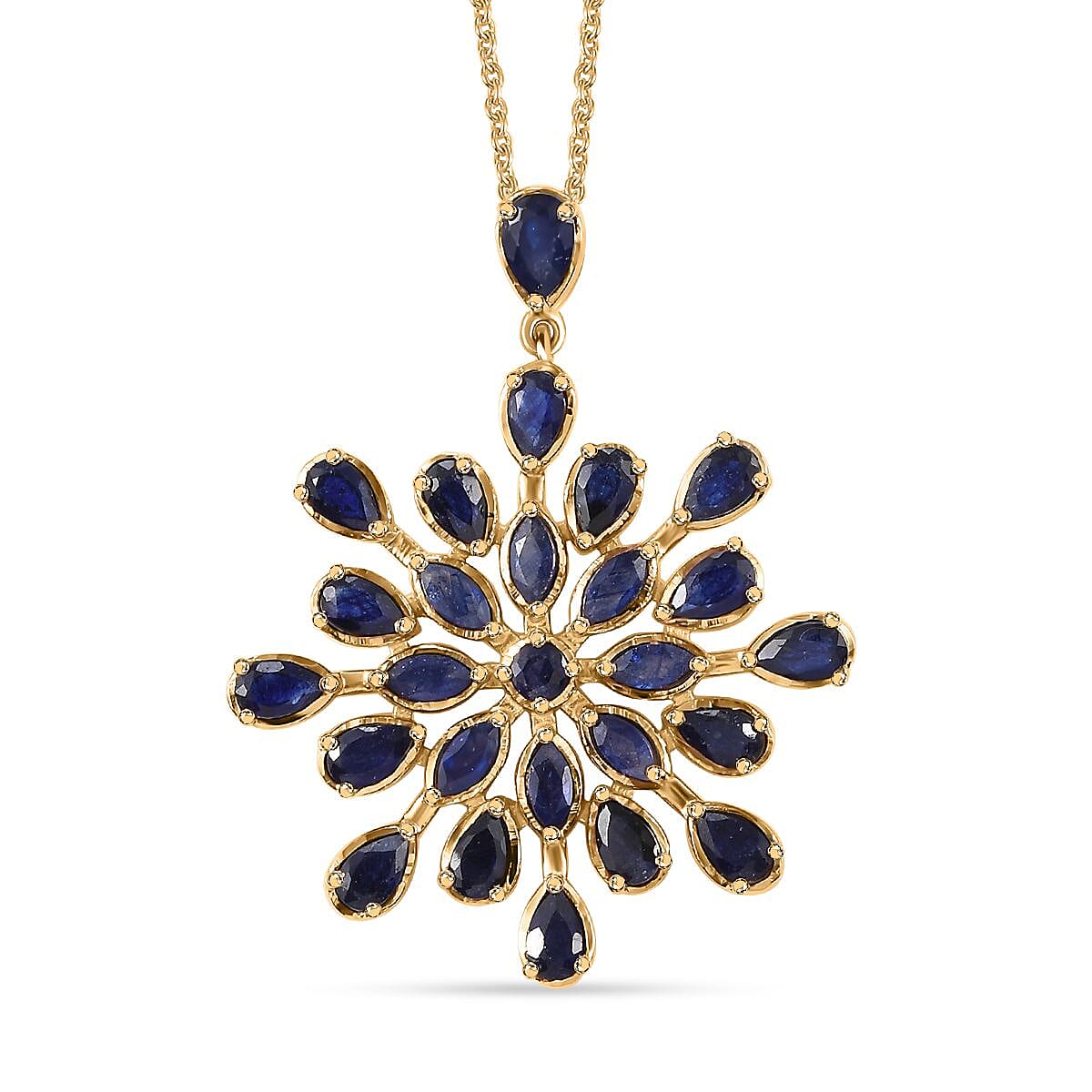 Masoala Sapphire (D) 7.00 ctw Pendant Necklace 20 Inches in Vermeil Yellow Gold Over Sterling Silver