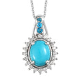 Premium Sleeping Beauty Turquoise and Multi Gemstone Pendant Necklace 20 Inches in Platinum Over Sterling Silver 2.35 ctw - Sticky add to cart bar