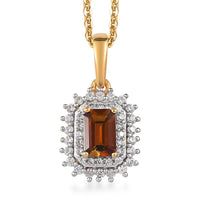 Tanzanian Golden Tourmaline and White Zircon Pendant Necklace 20 Inches in Vermeil Yellow Gold Over Sterling Silver 0.90 ctw