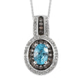Premium Cambodian Blue Zircon, White and Champagne Zircon Halo Pendant Necklace 20 Inches in Platinum Over Sterling Silver 1.70 ctw - Sticky add to cart bar