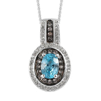 Premium Cambodian Blue Zircon, White and Champagne Zircon Halo Pendant Necklace 20 Inches in Platinum Over Sterling Silver 1.70 ctw
