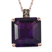 TLV Amethyst, Natural Champagne and White Diamond Pendant Necklace (20 Inches) in Vermeil RG Over Sterling Silver 14.40 ctw