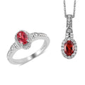 Lab Created Padparadscha Sapphire and White Zircon Ring and Pendant Necklace 20 Inches in Platinum Over Sterling Silver 1.75 ctw - Sticky add to cart bar