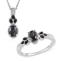 Platinum Spinel, Thai Black Spinel Ring (Size 5.0) and Pendant Necklace (20 Inches) in Platinum Over Sterling Silver 1.20 ctw - Sticky add to cart bar