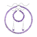Lavender Amethyst and African Amethyst Dangle Earrings, Bolo Bracelet and Beaded Necklace 18 Inches in Stainless Steel 256.55 ctw - Sticky add to cart bar