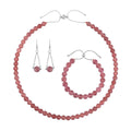 Lavender Amethyst and African Amethyst Dangle Earrings, Bolo Bracelet and Beaded Necklace 18 Inches in Stainless Steel 256.55 ctw - Sticky add to cart bar