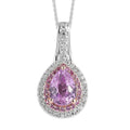AAA Patroke Kunzite and Multi Gemstone Double Halo Pendant Necklace 20 Inches in Vermeil RG and Platinum Over Sterling Silver 1.75 ctw - Sticky add to cart bar