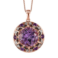 GP Trionfo Collection Rose De France Amethyst and Multi Gemstone Pendant Necklace 20 Inches in Vermeil Rose Gold Over Sterling Silver 8.85 ctw