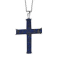 Karis Lapis Lazuli 24.25 ctw Cross Pendant in Platinum Bond and Stainless Steel Necklace 20 Inches - Sticky add to cart bar