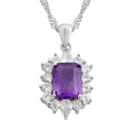 Amethyst and Simulated Diamond 1.75 ctw Pendant Necklace in Silvertone 18 Inches - Sticky add to cart bar