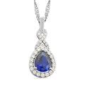 Simulated Blue Diamond and Simulated Diamond Pendant Necklace 18 Inches in Silvertone 2.00 ctw - Sticky add to cart bar