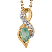 Ethiopian Emerald and White Zircon Pendant Necklace 20 Inches in Vermeil Yellow Gold Over Sterling Silver 0.40 ctw