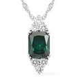 Simulated Emerald and Simulated Diamond Pendant Necklace 18-20.5In in Silvertone 3.75 ctw - Sticky add to cart bar