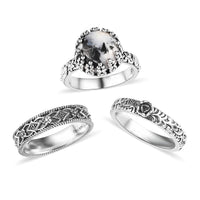 Artisan Crafted White Buffalo Set of 3 Stackable Ring in Sterling Silver 4.10 ctw