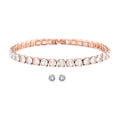 Simulated Diamond Bracelet (6.5In) and Earrings in ION Plated RG Stainless Steel 6.50 ctw - Sticky add to cart bar