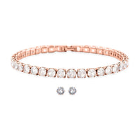 Simulated Diamond Bracelet (6.5In) and Earrings in ION Plated RG Stainless Steel 6.50 ctw