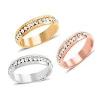 Austrain Crystal Set of 3 Ring in ION Plated YG, RG and Stainless Steel 3.50 ctw
