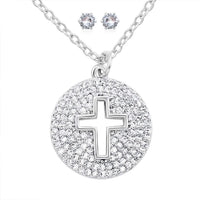 Simulated Diamond Necklace (18 Inches) and Earrings in Stainless Steel 3.10 ctw