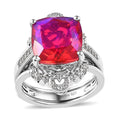 Volcanic Quartz (Triplet) and White Zircon Set of 2 Ring in Platinum Over Sterling Silver 8.50 ctw - Sticky add to cart bar