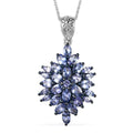 Tanzanite 4.70 ctw Floral Spray Pendant Necklace in Platinum Over Sterling Silver 20 Inches - Sticky add to cart bar
