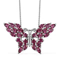 Tanzanian Rhodolite Garnet Butterfly Pendant Necklace 20 Inches in Platinum Over Sterling Silver 4.90 ctw - Sticky add to cart bar
