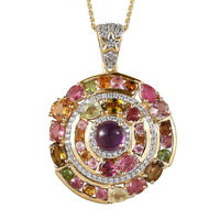 GP Celestial Dream Collection Premium African Amethyst and Multi Gemstone 5.25 ctw Pendant Necklace in Vermeil Yellow Gold Over Sterling Silver 20 Inches