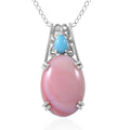 Natural Pink Conch Shell and Sleeping Beauty Turquoise Pendant Necklace 18 Inches in Platinum Over Sterling Silver 10.40 ctw - Sticky add to cart bar