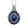 Blue Star Sapphire (DF) and Multi Gemstone Floral Pendant Necklace 20 Inches in Platinum Over Sterling Silver 9.60 ctw - Sticky add to cart bar