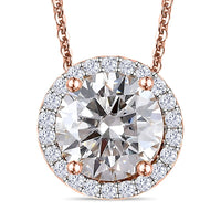 Moissanite Pendant Necklace 20 Inches in Vermeil Rose Gold Over Sterling Silver 2.70 ctw