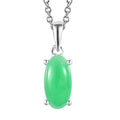 Green Jade (D) Solitaire Pendant in Sterling Silver with Stainless Steel Necklace (20 Inches) 2.35 ctw - Sticky add to cart bar