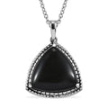 Mexican Velvet Obsidian Trillion Shape Pendant Necklace 20 Inches in Stainless Steel 6.85 ctw - Sticky add to cart bar