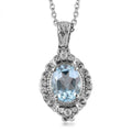 Sky Blue Topaz, White Zircon Pendant Necklace (20 Inches) in Stainless Steel 3.52 ctw - Sticky add to cart bar
