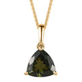 Premium Bohemian Moldavite Solitaire Pendant Necklace 20 Inches in Vermeil Yellow Gold Over Sterling Silver 2.20 ctw - Sticky add to cart bar
