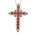 Premium Blush Tourmaline and Ouro Fino Rubellite Cross Pendant Necklace 20 Inches in Vermeil Rose Gold Over Sterling Silver 4.30 ctw - Sticky add to cart bar