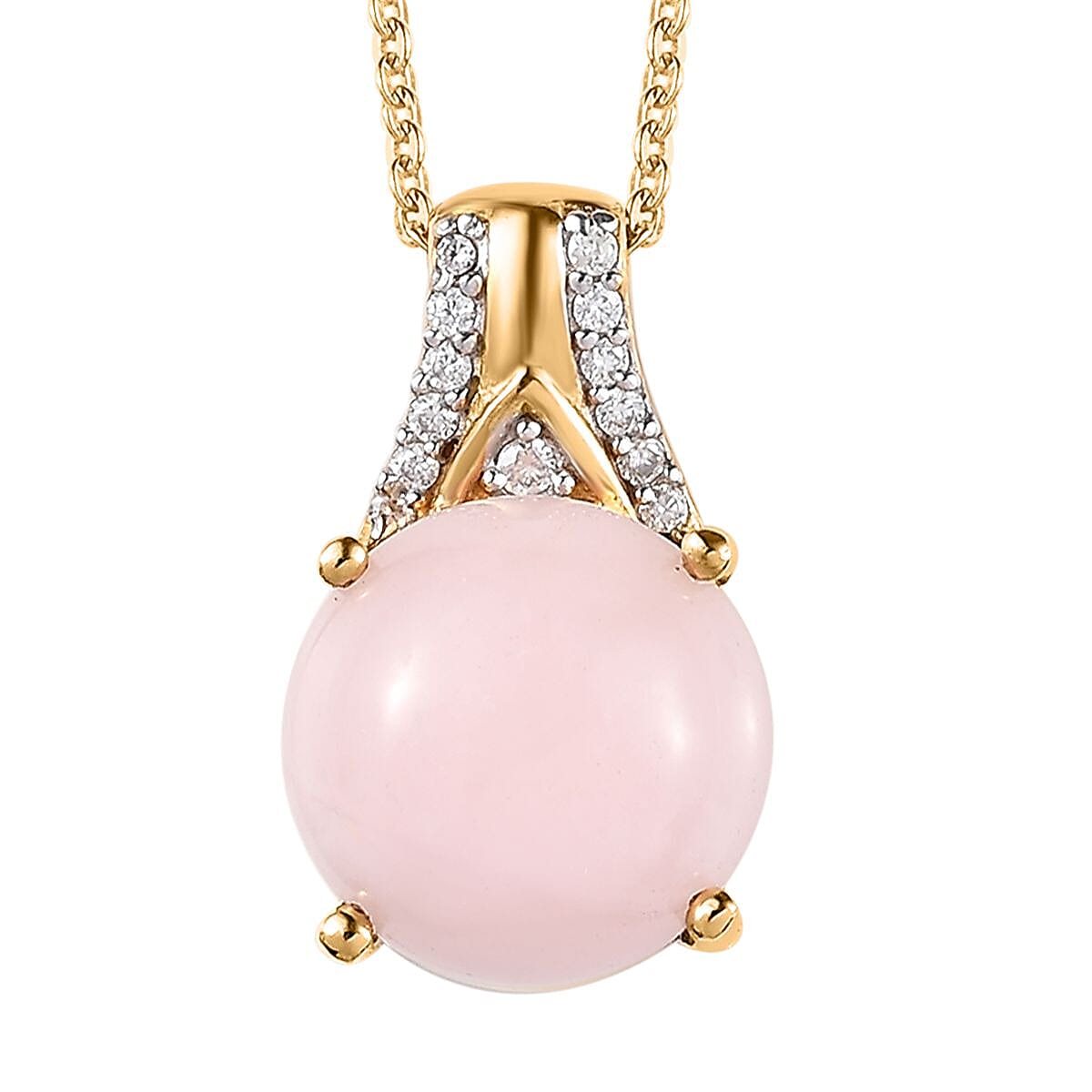 Oregon Peach Opal and Moissanite Pendant Necklace 20 Inches in Vermeil Yellow Gold Over Sterling Silver 3.40 ctw
