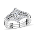 Luxoro SGL Certified 14K White Gold Diamond G-H I1 Set of 3 Stackable Ring (Size 6.0) 0.50 ctw - Sticky add to cart bar