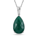 Karis Green Onyx 10.00 ctw Solitaire Pendant in Platinum Bond with Stainless Steel Necklace 20 Inches - Sticky add to cart bar