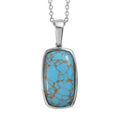 Doorbuster Mojave Blue Turquoise Solitaire Pendant Necklace (20 Inches) in Stainless Steel 11.30 ctw - Sticky add to cart bar