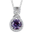 Royal Purple Moissanite and White Moissanite Pendant Necklace 20 Inches in Platinum Over Sterling Silver 1.15 ctw - Sticky add to cart bar