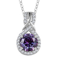 Royal Purple Moissanite and White Moissanite Pendant Necklace 20 Inches in Platinum Over Sterling Silver 1.15 ctw