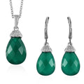 Karis Green Onyx Drop Earrings, Pendant in Platinum Bond with Stainless Steel Necklace 20 Inches 13.50 ctw - Sticky add to cart bar