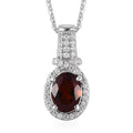 Premium Brazilian Cherry Citrine and Moissanite Pendant Necklace 20 Inches in Platinum Over Sterling Silver 1.35 ctw - Sticky add to cart bar