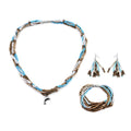 Seed Beaded Multi Layer Bracelet (7.50In) and Necklace 20 Inches and Earrings in Sterling Silver - Sticky add to cart bar