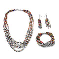 Seed Bead Bracelet (7.50In) and Necklace 20 Inches and Earrings in Sterling Silver - Sticky add to cart bar